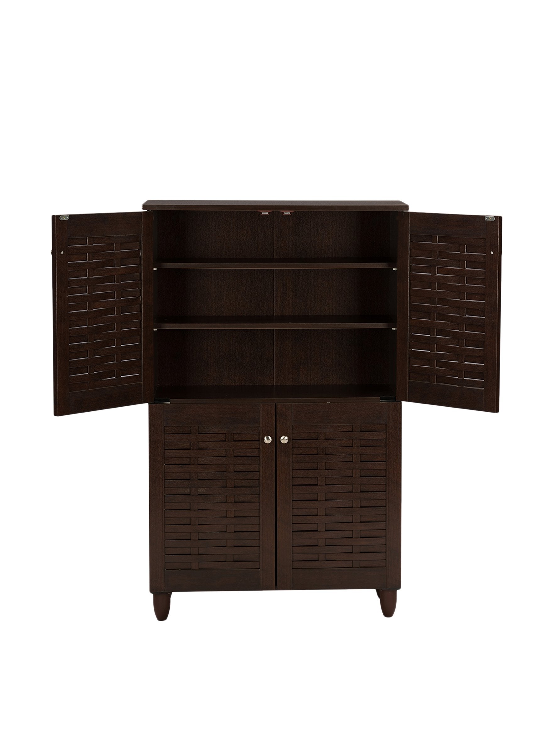 Wholesale Interiors Baxton Studio Winda Modern and Contemporary 4-Door Dark Brown Wooden Entryway Shoes Storage Cabinet - WoodArtSupply