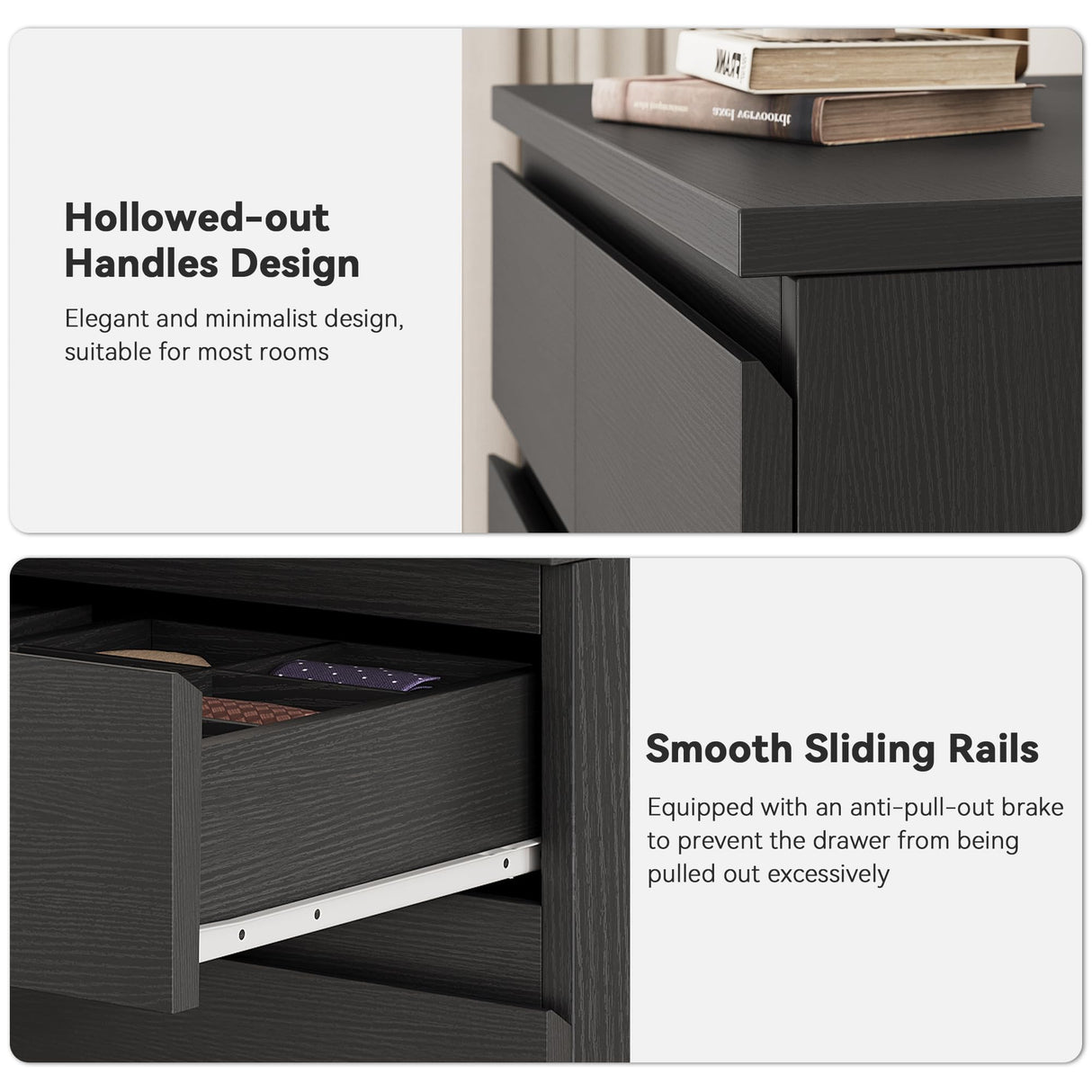 Black Tall 7 Drawer Dresser for Bedroom, Modern Wood Closet Dressers & Chests of Drawers with Jewelry Storage, 23.6" L*15.8" W*47.5" H in Large Vertical Dresser for Bedroom, Living Room, Nursery Jocoevol