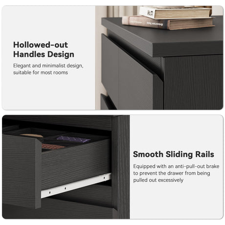 Black Tall 7 Drawer Dresser for Bedroom, Modern Wood Closet Dressers & Chests of Drawers with Jewelry Storage, 23.6" L*15.8" W*47.5" H in Large Vertical Dresser for Bedroom, Living Room, Nursery Jocoevol