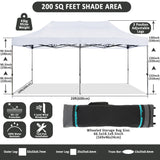 COBIZI 10x20 Pop Up Canopy without Sidewall,Heavy Duty Canopy UPF 50+ All Season Wind Waterproof Commercial Outdoor Wedding Party Tents for Parties Canopy Gazebo with Roller Bag(10 x 20 ft White) COBIZI