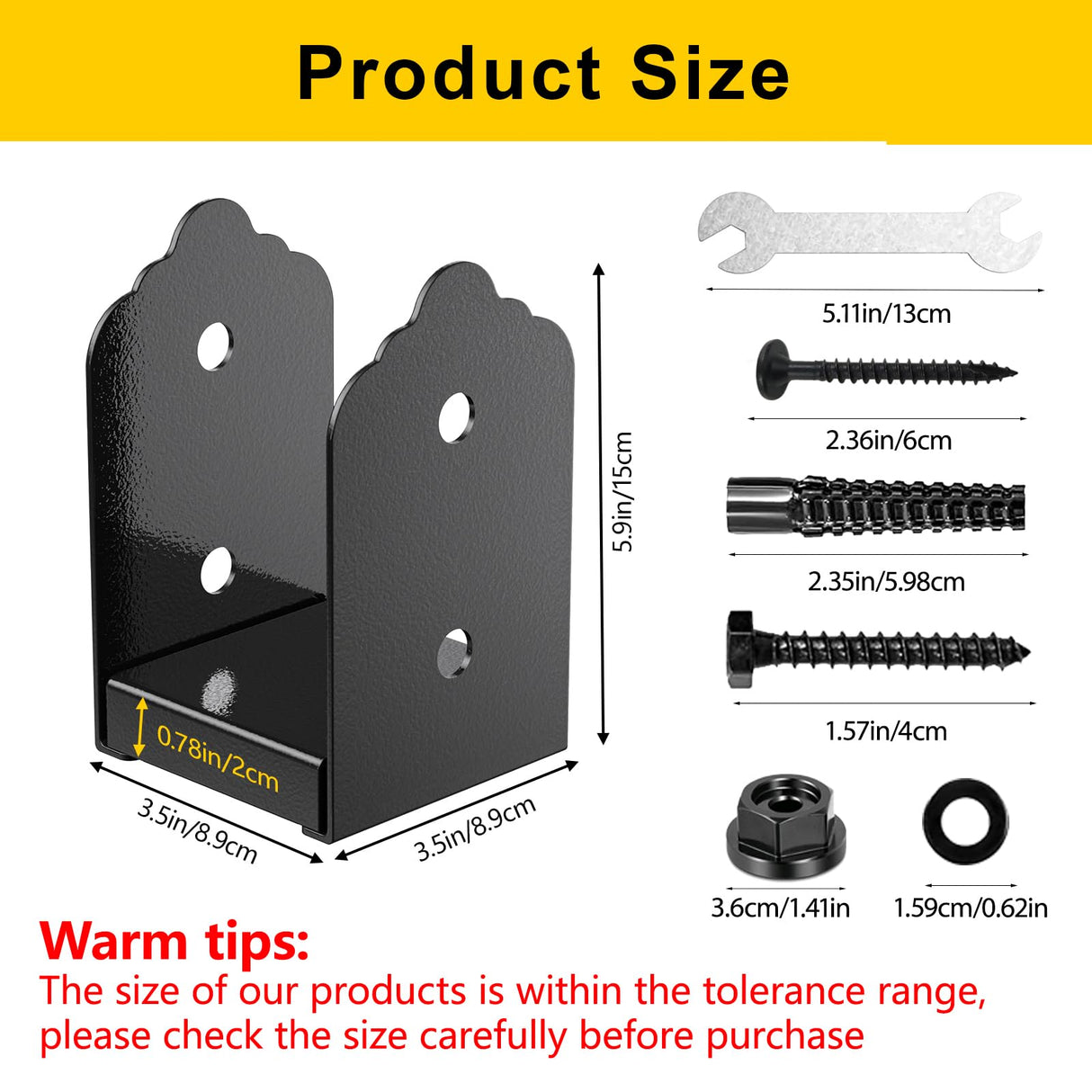 FMhotu 4x4 Post Base, 4Pcs Stainless Steel Post Anchor Bracket (Internal 3.5 x 3.5), Adjustable Post Base for Pavilion Deck Porch Handrail Railing Support Decorative Anchor Plate FMhotu