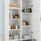 ROMSHINE Double Tilt Out Laundry Hamper, Hidden Laundry Hamper Cabinet with Adjustable Shelves & 2 Tilt Out Trash Cabinets (14 Gallon Each) for Bathroom Kitchen, White 1 Door ROMSHINE