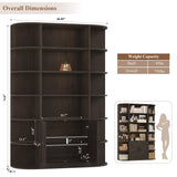 HOSTACK 75" Tall Book Shelf and Bookcase, 6 Tier Bookshelf with Storage, 47" Wide Bookcase with Doors, Freestanding Wood Display Shelves with Book Storage Cabinet for Home Office, Dark Brown HOSTACK