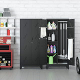 YILFANA Metal Storage Cabinet with Lock, 71" Garage Storage Cabinet with Hanging Rod & S-Hooks, Large Storage Cabinet, Locking Tool Cabinet Utility Closet, Black YILFANA