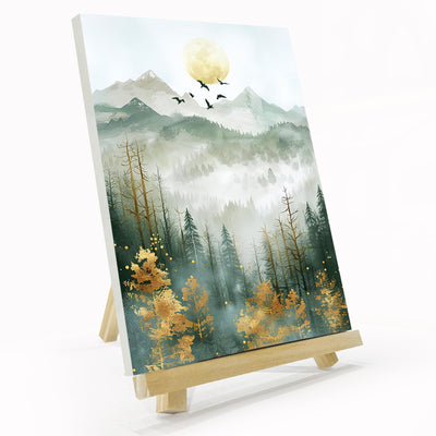 JOOZ Mountain Paint by Numbers Kit for Adults with Frame, DIY Moon Landscape Paint by Number with Easel, Adult Paint by Number Kits Framed Canvas for Home Wall Decor 8 x 12 Inch