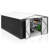 VIWAT 10x14 Outdoor Storage Shed, Garden Shed with Updated Frame Structure and Lockable Doors, Metal Tool Sheds for Backyard Garden Patio Lawn, White VIWAT