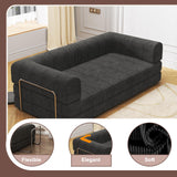 Convertible Corduroy Sleeper Sofa Bed,Folding Mattress Couch with Fixed-Shape Frame, 3 Seater Fold Out King Size Futon,No Assembly Floor Couch for Living Room Dorm Studio 78.7*39.4*29.6 Inch Black PeacefulHues