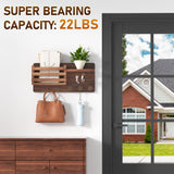 Key Holder Wall Mount, Key and Mail Holder for Wall, Wall Key Holder with Shelf and 6 Large Hooks for Bags, Coats, Umbrella, Wood Key Shelf for Entryway, 4 Small Key Hook, Wallet/Dog Leash Holder,Pine Longtor