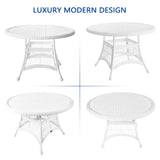 Jeco 5 Piece Wicker Outdoor Dining Set, White Jeco