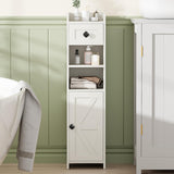 BEWISHOME Bathroom Storage Cabinet, Small Corner Floor Cabinet, Narrow Bathroom Organizers and Storage with Drawer for Small Spaces, 7.9 x 7.9 x 31.5 Inches Antique White YYG05W BEWISHOME