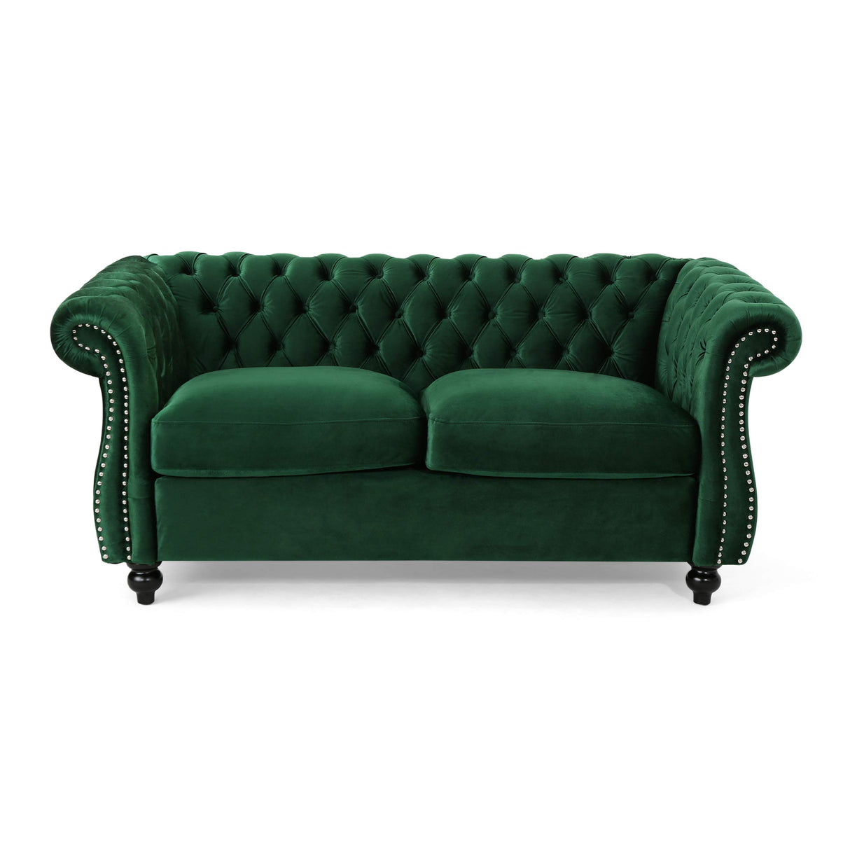 Christopher Knight Home Karen Traditional Chesterfield Loveseat Sofa, Emerald and Dark Brown, 61.75 x 33.75 x 27.75 Christopher Knight Home