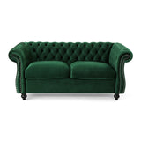 Christopher Knight Home Karen Traditional Chesterfield Loveseat Sofa, Emerald and Dark Brown, 61.75 x 33.75 x 27.75 Christopher Knight Home