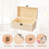 Aiofaervy Large Unfinished Wooden Box with Locking Clasp, 13x10x4.5 inch Natural Wooden Storage Boxes Unfinished Pine Wood Box for Art Hobbies Photos Jewelry DIY and Home Storage Aiofaervy