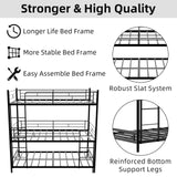 QSOSTNS Metal Triple Bunk Bed, Twin Over Twin Bunk Bed Frame with Side Ladder and Safety Fence, Suitable for Bedrooms, No Box Spring Required, Teens & Adults Bunk Bed, Metal Bunkbeds QSOSTNS