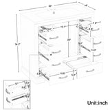 Harper & Bright Designs 36" Bathroom Vanity with Sink, Free Standing Single Basin Vanity Set with 6 Drawers & One Cabinet with Adjustable Shelf, Bathroom Cabinet with Ceramic Basin for Bathroom, Grey Harper & Bright Designs