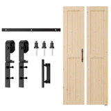 SKYSEN 36" X 84" Bifold Barn Door with 40" Bifold Barn Door Hardware Kit, Including Handle and Pulls, Unfinished Solid Spruce Wood Panel, Pre-Drilled and Assembled(36 * 84-40-fold) SKYSEN