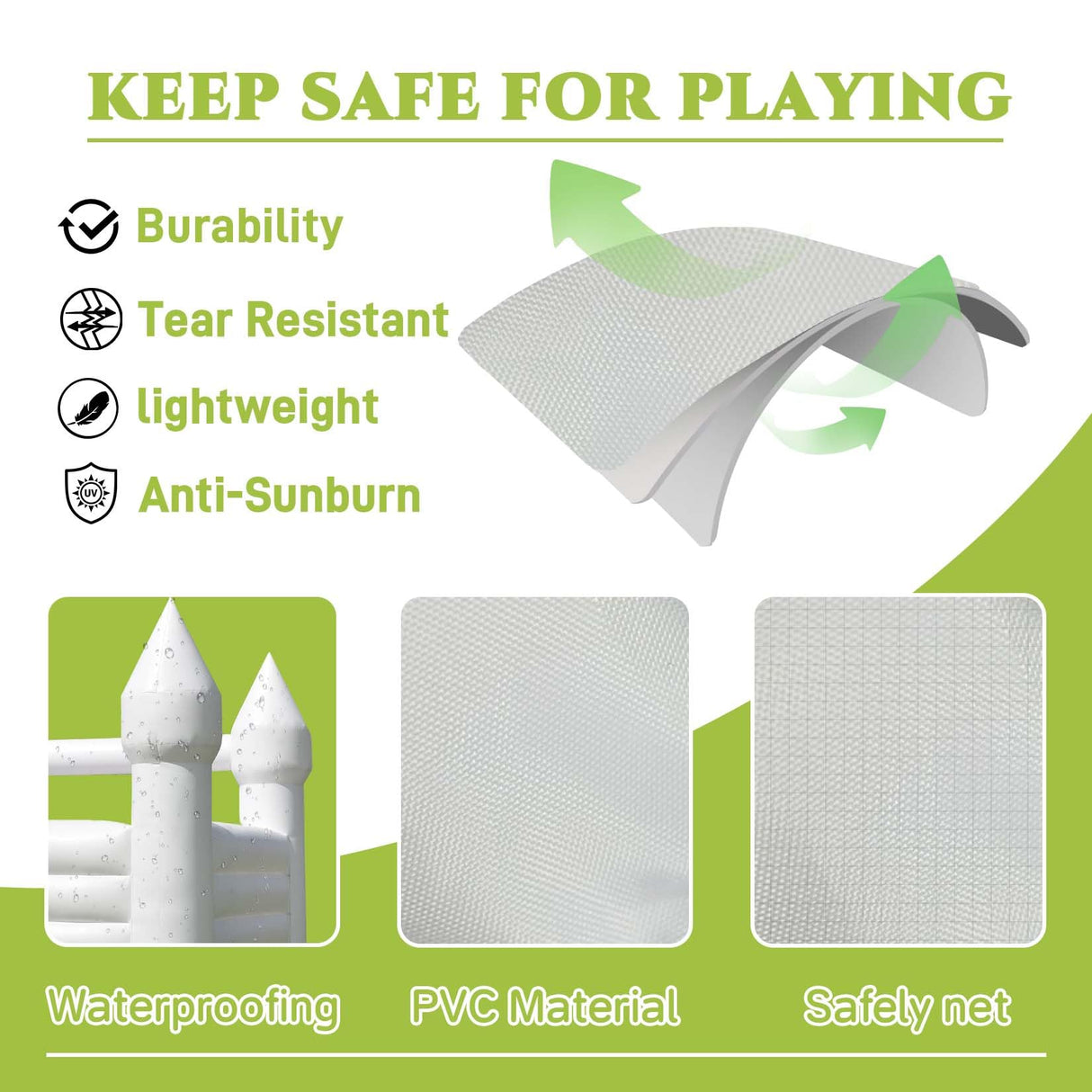 White Bounce House 13x12x10 FT Inflatable PVC Commercial Bounce Castle House for Wedding Birthday Party Indoor Outdoor with Blower Ninghaovov