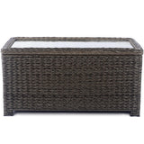 Krikacy Classic Wicker Patio Coffee Table with Storage, All-Weather Rattan Outdoor Coffee Tables, Tempered Glass Flip-Top, Waterproof for Porch Backyard – 40''Wx19''Dx22''H, Brown Krikacy