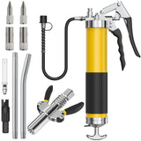 Grease Gun Kit with Hose Coupler: Lube Grease Guns Tool for 14 Oz Grease Tube - 8000 PSI Pistol Grip Heavy Duty Grease Gun with Locking and Needle Tip Nozzle - Manual Grease Gun with Zerk Fitting WYBENZ