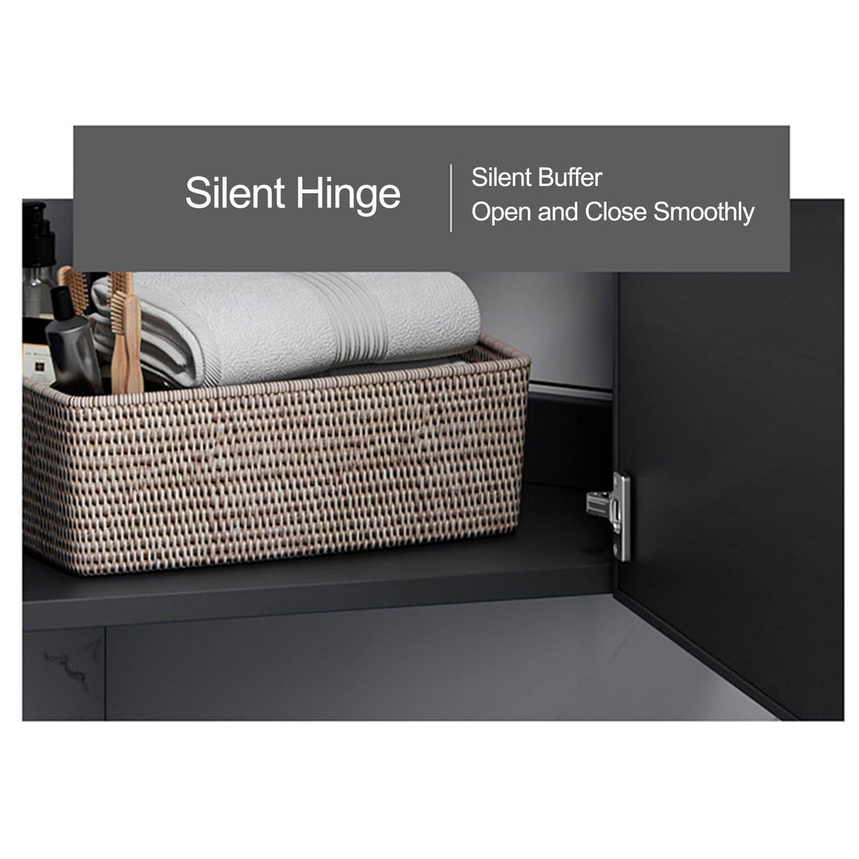 Small Corner Bathroom Cabinet Vanity With Sink Floating Vanity Bathroom Narrow Depth Vanities Lavamanos de Baño Modernos with Top,Hot & Cold Faucet Combo,Storage Space,for Small Space Black/White/Grey JOSIAHCQ