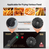 ROVSUN 22.8QT/21.6L Electric Deep Fryer, Countertop Commercial Stainless Steel Dual Tank Kitchen Fat Fryer Frying Machine w/Baskets Lids for French Fries Donuts, Adjustable Temp, 3400W ROVSUN