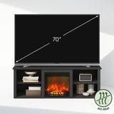 Furinno Jensen No Heat Decorative Electric Fireplace TV Stand, Entertainment Center for TV up to 70 Inch, Americano Furinno