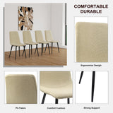 WIIS' IDEA Modern Dining Table Set for 4,Rectangular Solid Wood Dining Table for 4 People,Metal Base and Legs,Suitable for Living Room,Dining Room,Kitchen（55" Dining Table+4 Beige Dining Chairs） WIIS' IDEA