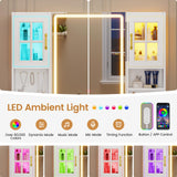 BTHFST White Vanity Desk with Touch Screen Mirror and Lights, Large Makeup Vanity with RGB Light Cabinets & Charging Station, 6 Drawers, 5 Jewelry Hooks, Vanity Table with Lighted Mirror BTHFST