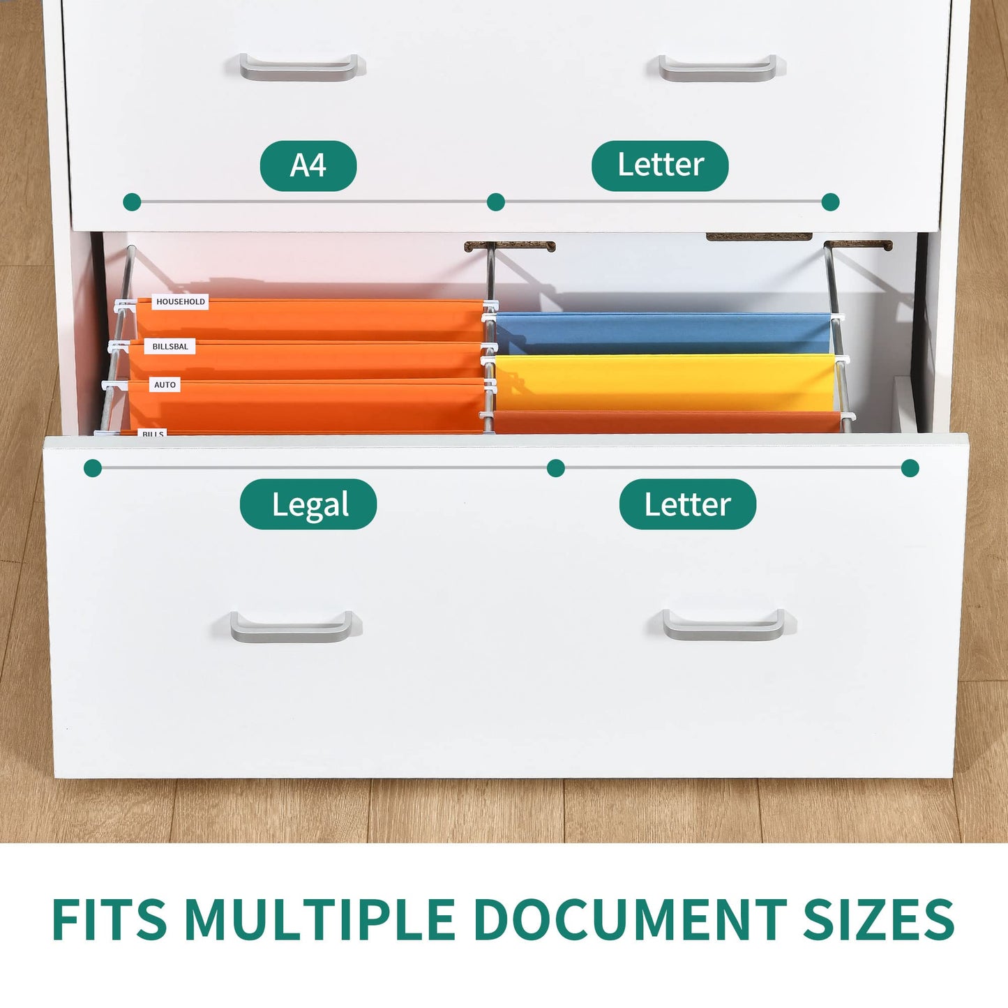 YITAHOME File Cabinet with Charging Station, Large Lateral Filing Cabinet for Home Office, White - WoodArtSupply