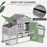 MEDEHOO Chicken Coop with Wheels Wooden Outdoor Chicken House Easy Cleaning with Nesting Box, Deeper Leakproof Pull-Out Tray and UV Proof Panel Roof - Reinforced Version MEDEHOO
