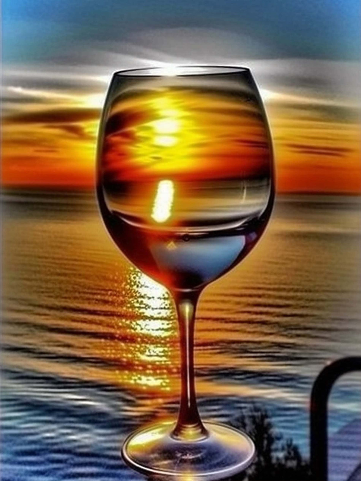 Diymood Painting5D Diamond Painting Landscape Goblet, Paint with Diamonds DIY Diamond Art Sunset Ocean, Diymood painting by Number Kits Full Drill Rhinestone for Home Wall Decor 12x16inch Diymood