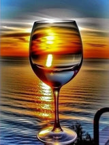 Diymood Painting5D Diamond Painting Landscape Goblet, Paint with Diamonds DIY Diamond Art Sunset Ocean, Diymood painting by Number Kits Full Drill Rhinestone for Home Wall Decor 12x16inch Diymood