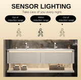 Dual Sink Bathroom Vanity, Modern Bathroom Vanity with Double Sink, 60" Solid Wood Bath Vanity Set Includes Smart LED Mirror Cabinet and Strip Sink Cabinet, Floating Sink Vanities for Home - White LUTHXAY