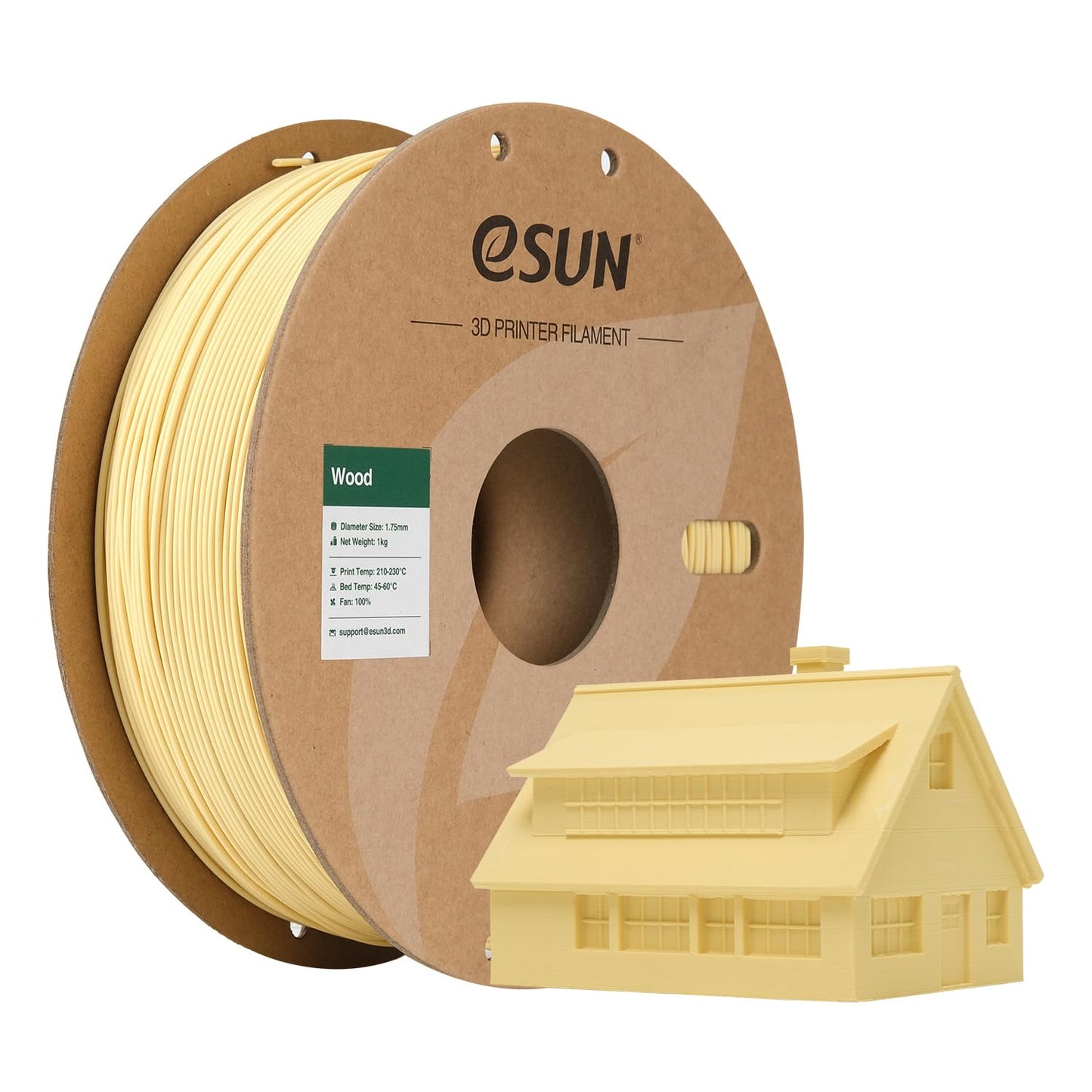 eSUN Wood PLA Filament 1.75mm, Wood PLA 3D Printer Filament, 1KG Cardboard Spool 3D Printing Filament for 3D Printers, Wood Color - WoodArtSupply