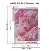 wavaiov 5D Diamond Painting Kits for Adults, Pink Leopard Diamond Art Kit for Beginner, DIY Full Round Drill Animal Diamond Art Craft Kits for Home Decor 12x16 Inch wavaiov