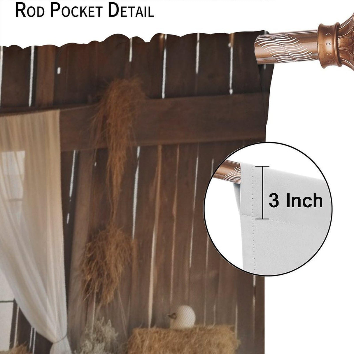 Rustic Western Cowboy Curtains, Plants Straw Mound Decor Wild Farmhouse Barn Wooden Wall Drapes, Thermal Insulation Blackout Rod Pocket Window Treatments for Living Room Bedroom Kitchen 72x63in BATPLY