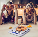 JOEAA Food Scale Digital Weight Grams and Ounces, 0.001oz/0.01g 500g Kitchen Scale for Food with Backlight LCD Display, Tare, 9 Units, Auto Off, 2 Trays, Batteries Included - Stainless Steel JOEAA