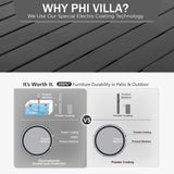 PHI VILLA Outdoor Patio Bar Dining Table for 6, 40" High Top Rectangle Metal Steel Table with 1.97" Umbrella Hole for Garden, Yard and Deck, Black PHI VILLA