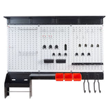 Ultrawall Peboard Storage Organizer, 48x36 inch Pegboard Wall Organizer, Metal Garage Peg Board with Toolboard, Utility Hooks, Overhead Shelf, 105pcs Ultrawall
