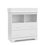 Storkcraft Brookside 2 Drawer Changing Table Dresser (White) – GREENGUARD Gold Certified, Easy-to-Match Chest of Drawers and Cubbies for Nursery and Kids Bedroom, Includes Changing Table Topper Storkcraft
