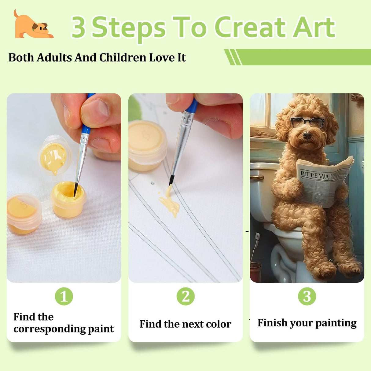 Reivworl Dog Paint by Numbers Kit for Adults, Dog Paint by Number Adult, Painting by Numbers for Gifts and Home Interior Decor 16x20 Inch Reivworl