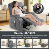 KCREAM Recliner Chair,Rocking Chair with Massage & Heat, 360° Swivel Rocking Chair for Adults, Manual Rocker Recliner with Cup Holders for Living Room, Bedroom, Nursery,Light Gray KCREAM