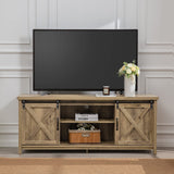 GAZHOME Farmhouse TV Stand with Sliding Barn Doors, Media Entertainment Center Console Table for TVs up to 65”,2-Tier Large Storage Cabinets,Rustic TV Stand for Living Room Bedroom,Light Grey GAZHOME