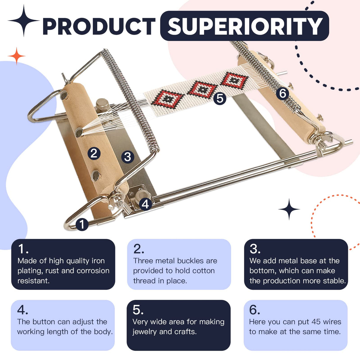 INDIVSHOW Adjustable Bead Loom,Seed Bead Loom Kit Includes Thread,Beading Needles, 8000 Grains Czech Beads,Calipers, Thimble,Yarn Scissors for Adults Kit,Bracelet Making Kit INDIVSHOW