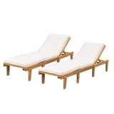 Christopher Knight Home Outdoor Pool/Deck Furniture, Teak Chaise Lounge Chairs with Cushions (Set of 2) Christopher Knight Home