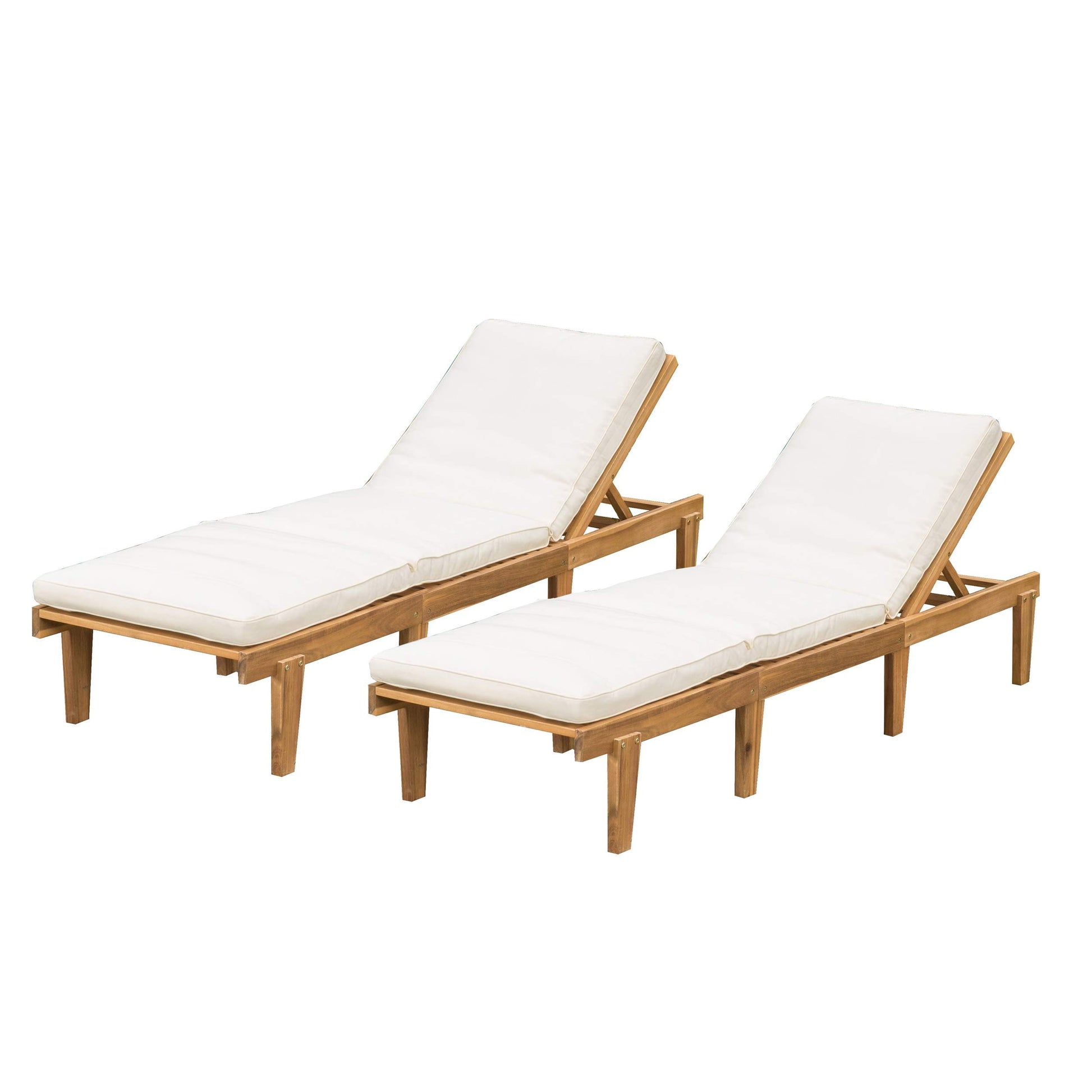 Christopher Knight Home Outdoor Pool/Deck Furniture, Teak Chaise Lounge Chairs with Cushions (Set of 2) - WoodArtSupply