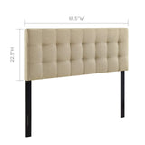 Modway Lily Tufted Linen Fabric Upholstered Queen Headboard in Beige Modway