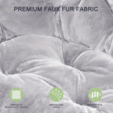 VECELO Saucer Chair for Adults, Folding Moon Chair with Metal Frame, Faux Fur for Bedroom, Living Room, Dorm Room, Apartment, Grey VECELO