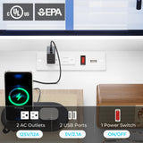 BTHFST LED Nightstand Set of 2 with Charging Station, Large Night Stand with 3 Drawers and 1 Pull-Out Tray, Modern Bedside Table with LED Lights, End Side Table with Storage, White and Gold BTHFST