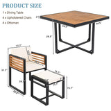 Merax 18 Pieces Outdoor Dining Set for 16 People, Acacia Wood Patio Furniture Sets with 2 Square Tables, 8 Cushioned Chairs and 8 Ottomans for Backyard, Garden, Lawn, Poolside, Beige Merax